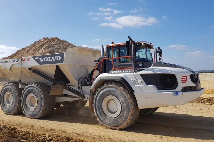 One of Eiffage's Volvo A60H dump trucks, equipped with Allison automatic transmission